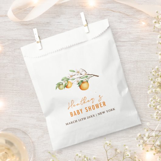 ミニマリストサマーオレンジシトラスベビーシャワー フェイバーバッグ (クリップ留めされた状態)