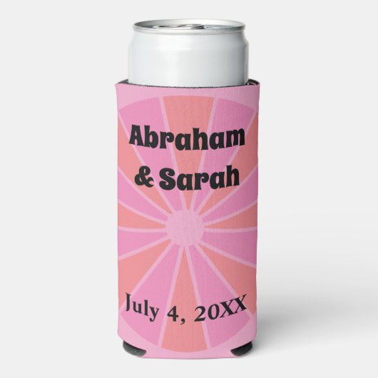 ミニマリストサマーピンクグレープフルーツ結婚式の引き出物 スリム缶クーラー (Seltzer裏面)