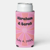 ミニマリストサマーピンクグレープフルーツ結婚式の引き出物 スリム缶クーラー (Seltzer正面)
