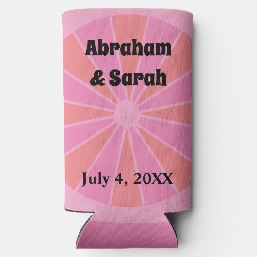 ミニマリストサマーピンクグレープフルーツ結婚式の引き出物 スリム缶クーラー (裏面)