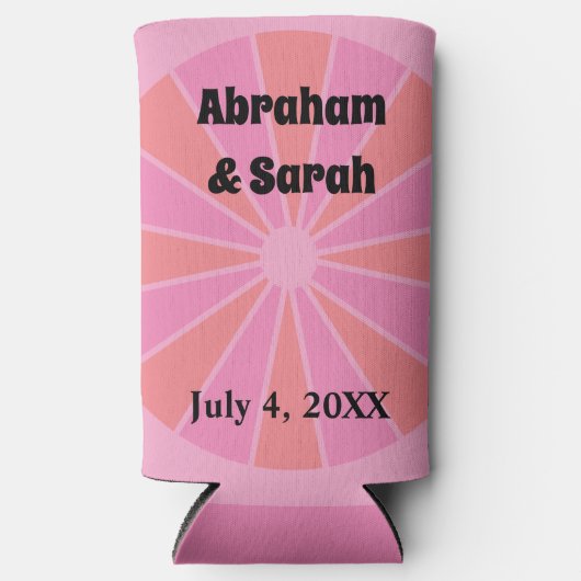 ミニマリストサマーピンクグレープフルーツ結婚式の引き出物 スリム缶クーラー (正面)