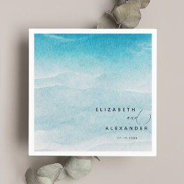 ミニマリストサマーブルー海ビーチ結婚式 スタンダードカクテルナプキン