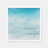 ミニマリストサマーブルー海ビーチ結婚式 スタンダードカクテルナプキン (正面)