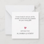 ミニマリストサンキューピンクハートコンパクトノートカード ノートカード (裏面)