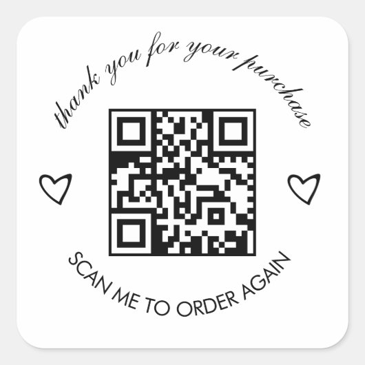 ミニマリストサンキューブティックビジネスQRコード スクエアシール (正面)