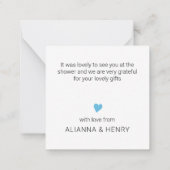 ミニマリストサンキューブルーハートコンパクト ノートカード (裏面)