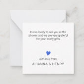 ミニマリストサンキューブルー王室のハートコンパクト ノートカード (裏面)