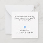 ミニマリストサンキューミッドブルーハートコンパクト ノートカード (裏面)