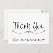 ミニマリストサンキューユー白黒ボホハート ポストカード (正面/裏面)