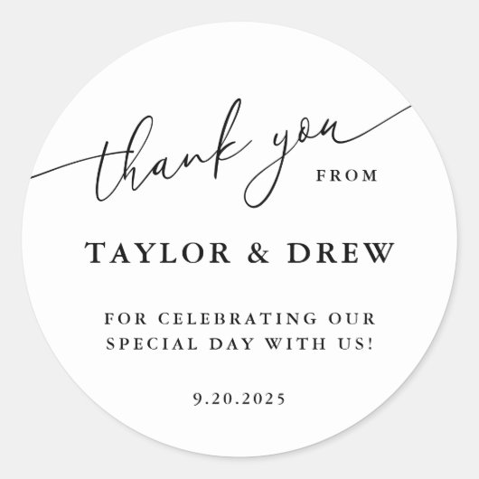ミニマリストサンキューユー結婚式の引き出物 ラウンドシール (正面)