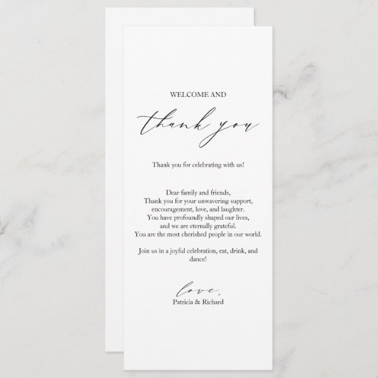 ミニマリストサンクテッドユー座席表テンプレート 招待状 (正面/裏面)