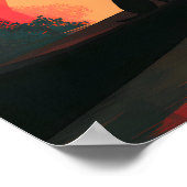 ミニマリストサンセットブラックラブラドールドッグ ポスター (角)