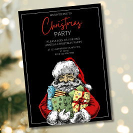 ミニマリストサンタクリスマスパーティー招待状，クリスマス 招待状