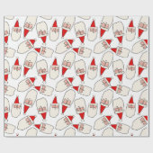 ミニマリストサンタクロース顔クリスマスパターン ラッピングペーパー (フラット)