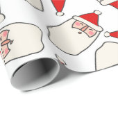 ミニマリストサンタクロース顔クリスマスパターン ラッピングペーパー (ロールコーナー)