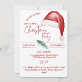 ミニマリストサンタハットボホカスタムクリスマスパーティー 招待状 (正面)