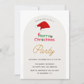 ミニマリストサンタハットメリークリスマスパーティー 招待状 (正面)