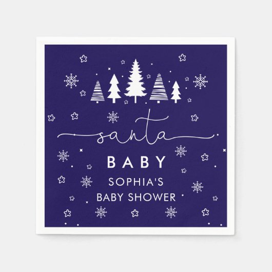 ミニマリストサンタベビーシャワーナプキンズ スタンダードカクテルナプキン (正面)