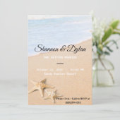 ミニマリストサンディビーチスターフィッシュ結婚式招待状 招待状 (スタンド正面)