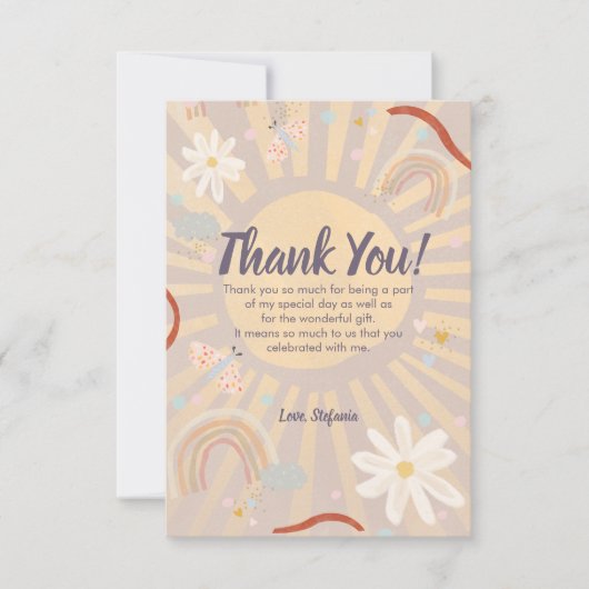 ミニマリストサンピンク誕生日サンキューカード 招待状 (正面)