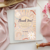 ミニマリストサンピンク誕生日サンキューカード 招待状