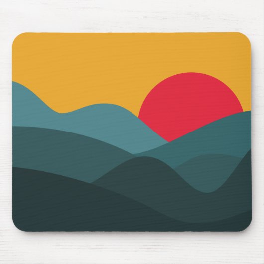 ミニマリストサンピーコックブルーとオレンジ マウスパッド (正面)