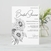 ミニマリストサンフラワーオンホワイトブライダルシャワー 招待状 (スタンド正面)