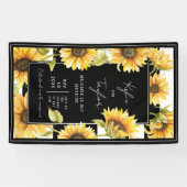 ミニマリストサンフラワーストライプ白黒結婚ズ 横断幕 (横)