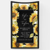 ミニマリストサンフラワーストライプ白黒結婚ズ 横断幕 (縦)