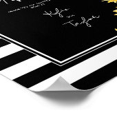 ミニマリストサンフラワーブラックストライプウェディングギフト ポスター (角)