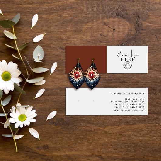 ミニマリストシエナブラウンホワイトロゴイヤリングディスプレイ