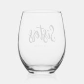 ミニマリスト'シスター'スクリプトレタリング名前をカスタムする ステムなしワイングラス (裏面)