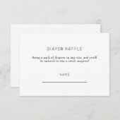 ミニマリストシックおむつラッフルベビーシャワー エンクロージャーカード (正面/裏面)