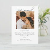 ミニマリストシックたった今結婚しました結婚式招待状 招待状 (スタンド正面)