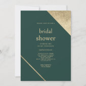ミニマリストシックな森のグリーン金ゴールドブライダルシャワー 招待状 (正面)