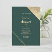ミニマリストシックな森のグリーン金ゴールドブライダルシャワー 招待状 (スタンド正面)