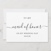 ミニマリストシックに私のメイド・オブ・オーナー（花嫁付き添い人）結婚式の日 サンキューカード (正面)