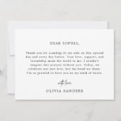 ミニマリストシックに私のメイド・オブ・オーナー（花嫁付き添い人）結婚式の日 招待状 (裏面)