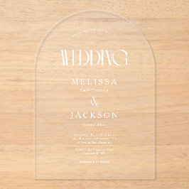 ミニマリストシックアーチ結婚式招待状 アクリル招待状