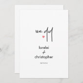 ミニマリストシックエロペ結婚メントお祝い 招待状 (正面/裏面)
