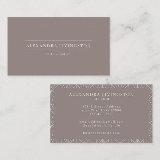 ミニマリストシッククリエイティブアールデコタウペブラウン 名刺 (正面/裏面)