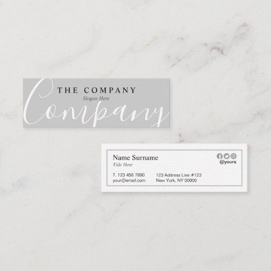 ミニマリストシックタイプ落ち着いたグレーミニ名刺 スキニー名刺 (正面/裏面)