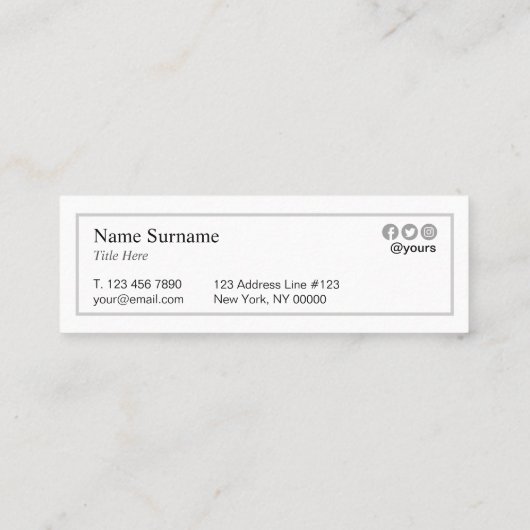 ミニマリストシックタイプ落ち着いたグレーミニ名刺 スキニー名刺 (裏面)