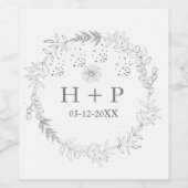 ミニマリストシックフォーマルモノグラ結婚ムのカクテルW ワインラベル (シングルラベル)