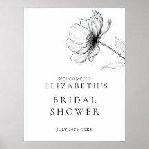 ミニマリストシックフローラブライダルシャワーウェルカムサイン
