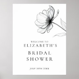 ミニマリストシックフローラブライダルシャワーウェルカムサイン ポスター
