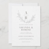 ミニマリストシックフローラ結婚式招待状 招待状 (正面)