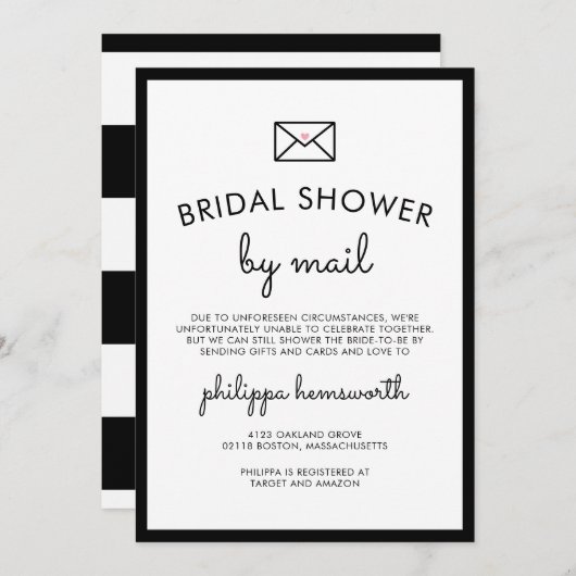 ミニマリストシックブライダルシャワーバイメール 招待状 (正面/裏面)