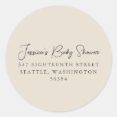 ミニマリストシックブラックアイボリーシャワー差出人住所 ラウンドシール (正面)