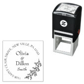 ミニマリストシックブラックリーフリーススクリプ結婚ト セルフインキングスタンプ (インサイチュ)